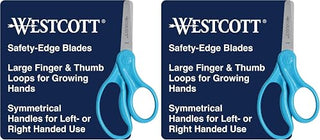 Westcott 15968 Right- and Left-Handed Scissors,Classic Kids' Scissors,Back to School,Classroom Supplies,Ages 4-8,5-Inch Blunt Tip,Neon Blue,(Pack of 2)