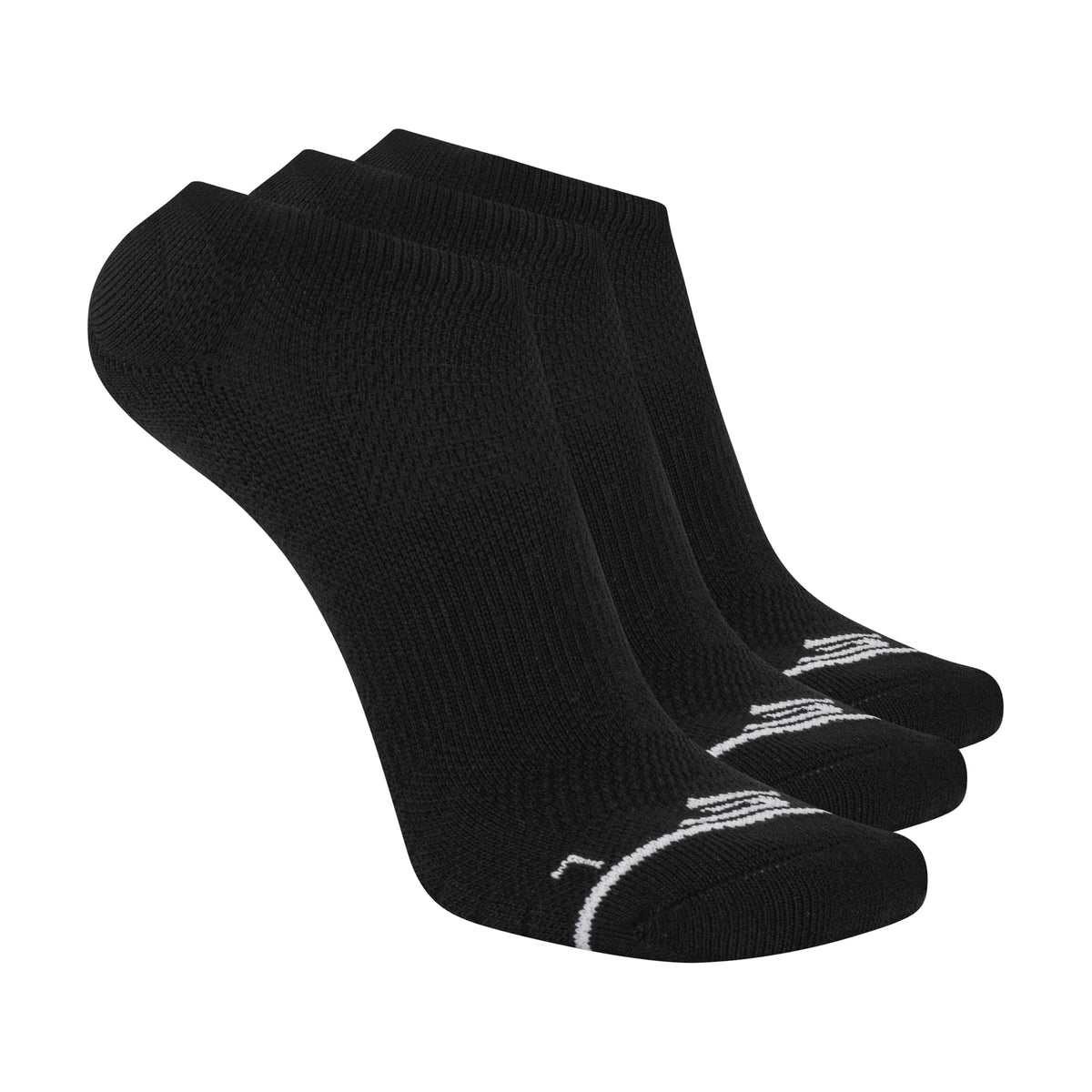 Men's 3-Pack Performance Pickleball No Show Socks by Skechers – Polyester Blend, Black, Model S118146HP