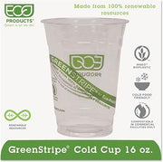 ECO PRODUCTS GreenStripe Renewable and Compostable Cold Cups, 16 oz, Clear, 50/Pack, 20 Packs/Carton