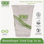 Eco-Products EPCC16GS GreenStripe Renewable & Compostable Cold Cups - 16oz, 50/PK, 20 PK/CT