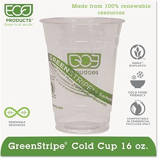 Eco-Products EPCC16GS GreenStripe Renewable & Compostable Cold Cups - 16oz, 50/PK, 20 PK/CT