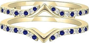 2.00Ct Round Cut Ring with Blue Sapphire and white Diamond for Women's Channel set Band Wedding Ring 925 Sterling Silver 14K Yellow Gold Finish.