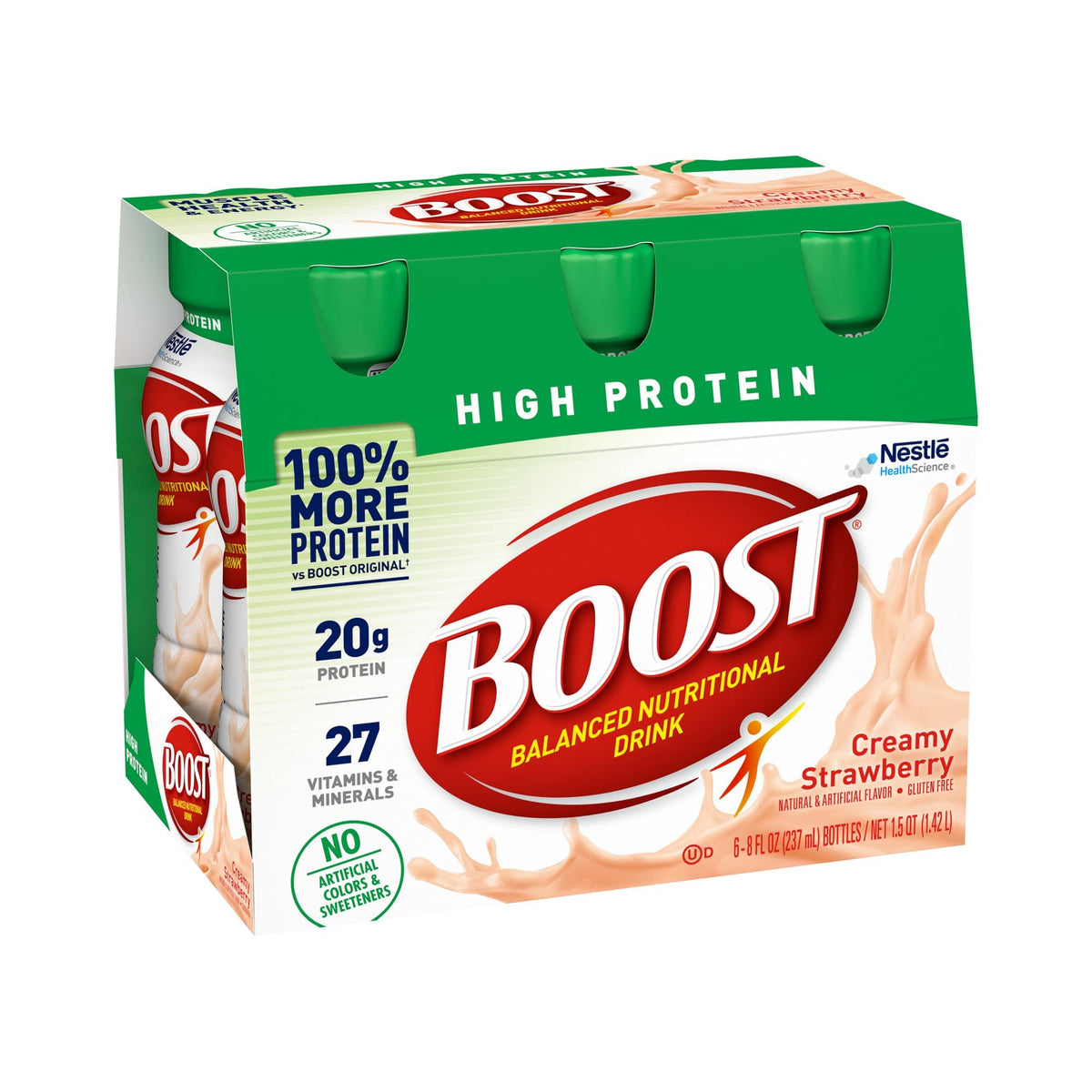 Nestle High Protein Balanced Nutritional Drink Creamy Strawberry 8 oz Bottle 24 Ct by BOOST – 8 Fl Oz (Pack of 24), Pack of 4, Model 00041679944363