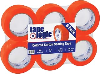Tape Logic 2 Inch x 110 Yards Orange Packing Tape, 2.2 Mil Thick, Pack of 6 Rolls, For Packaging, Shipping, Moving and Color Coding