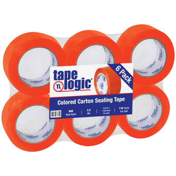 2 Inch x 110 Yards Orange Packing Tape by Tape Logic – 6 Pack, Polypropylene, Orange, Pack of 6, Model TLT90222O6PK