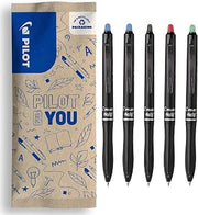 PILOT - Set of 5 FriXion Ball Plus - Ergonomic Eraser Pens - Retractable & Refillable - Made from Recycled Plastic - 2 Blue, 1 Black, 1 Red, 1 Green - Medium Tip