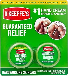 O'Keeffe's Working Hands Hand Cream Intense Moisturizing Relief for Extremely Dry, Cracked Hands Unscented, Non-Greasy, Hypoallergenic_Protective Barrier, 2 Pack (6.8 oz & 3.4 oz)
