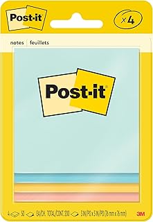 Post-it Notes, 3 x 3 in, Beachside Café Collection, 4 Pads