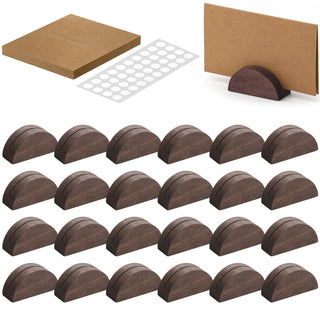 Uniclife Wooden Place Card Holders, 24 Piece Set, Brown