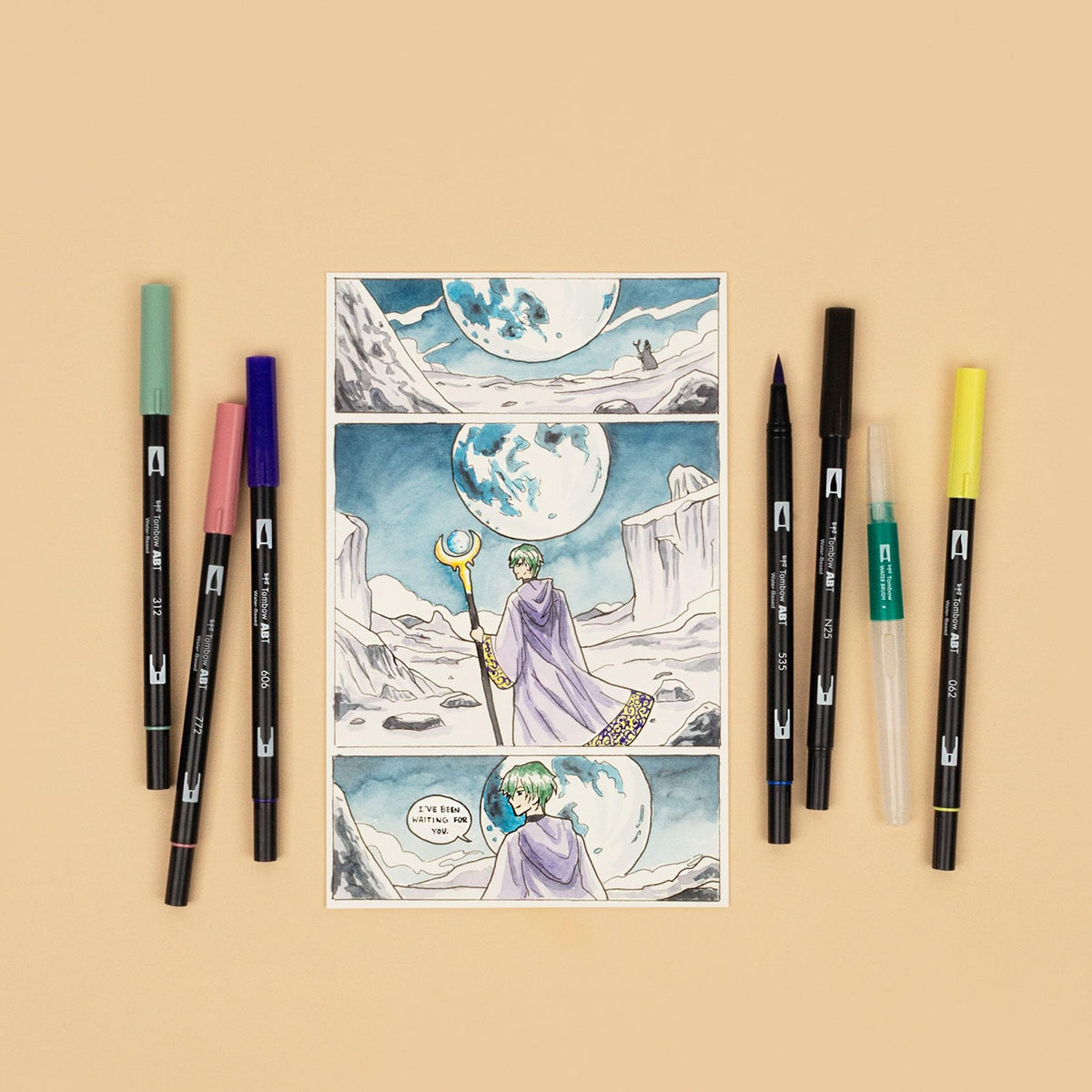 Dual Brush Pen Art Markers by Tombow – 1 Count (Pack of 7), Multicolor, Model 72563