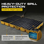 6 Drum Spill Containment Pallet with Forklift Pockets by Eagle – 6 Drum, Plastic, Yellow, Model 1686
