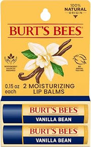 Burt's Bees Lip Balm - Vanilla Bean, Lip Moisturizer With Responsibly Sourced Beeswax, Tint-Free, Natural Origin Conditioning Treatment, 2 Tubes, 0.15 oz.
