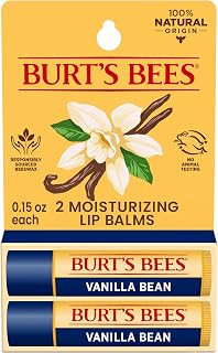 Burt's Bees Lip Balm - Vanilla Bean, Lip Moisturizer With Responsibly Sourced Beeswax, Tint-Free, Natural Origin Conditioning Treatment, 2 Tubes, 0.15 oz.