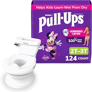 Training Pants + Night-Time Training Pants for Girls Bundle: Pull-Ups Training Pants, Size 2T-3T (16-34 lbs), 124 Count (4 Packs of 31) & My Size Potty Pro