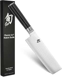 Shun Classic 6.5" Nakiri Knife, Handcrafted Japanese Vegetable Knife, VG-MAX Core with Damascus Stainless Steel Cladding, Pakkawood Handle, Slicing Tool for Professional and Home Chefs
