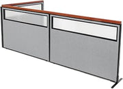 Global Industrial 60-1/4"W x 43-1/2"H Deluxe Freestanding 3-Panel Corner Divider with Partial Window, Gray