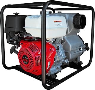 Tomahawk Power 8 HP 3" Industrial Duty Full Trash Water Pump Powered by Honda Portable Utility, Red