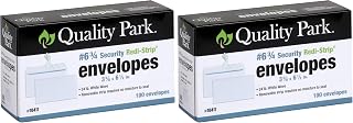 Quality Park #6 3/4 Self-Seal Security Envelopes, Security Tint and Pattern, Redi-Strip Closure, 24-lb White Wove, 3-5/8 x 6-1/2, 100/Box (QUA10417) (Pack of 2)