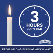 Yehuda Shabbos Candles, 3 Hour Burn, White, 144 Count