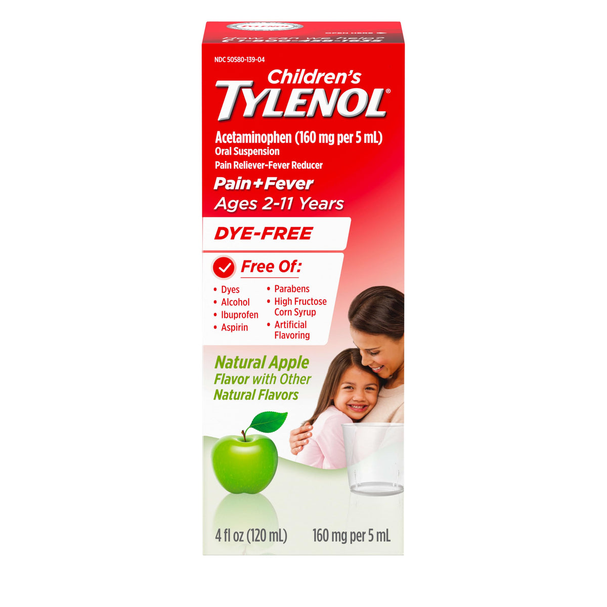 Tylenol Natural Apple Dye Free / 4 Ounce / Gold Acetaminophen