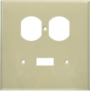 Leviton 2-Gang 1-Toggle 1-Duplex Combination Wallplate, Midway Size, PJ18-I, Ivory