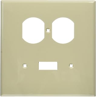 Leviton 2-Gang 1-Toggle 1-Duplex Combination Wallplate, Midway Size, PJ18-I, Ivory