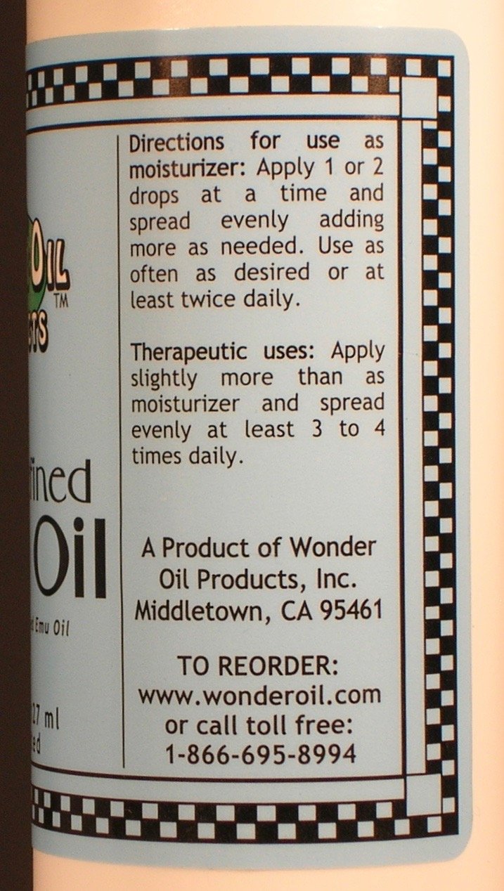 4.3 fl. ounces 100% Pure Triple Refined Emu Oil by Wonder Oil Products, Inc. www.wonderoil.com – 4.3 Fl Oz (Pack of 1), Model EO4