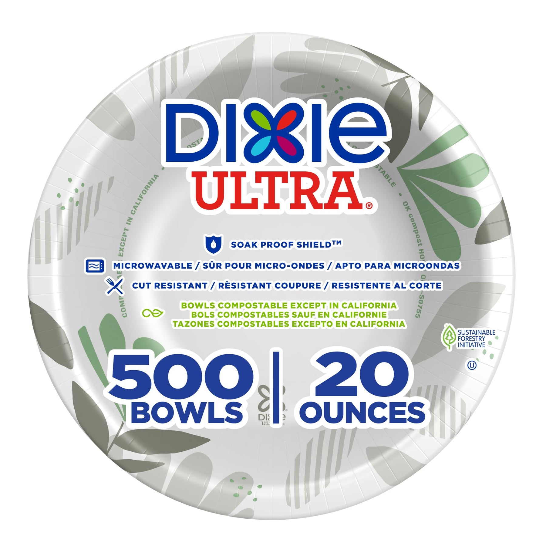 Dixie Ultra 20 oz Heavy-Weight Paper Bowls, Pathways, 500 Count, Bulk Case, 4 Packs/125 Count Per Pack, (Georgia-Pacific #SX2
