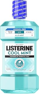 Listerine Cool Mint Alcohol Free Mouthwash, Mild Mint, 33.8 fl. oz/1 L