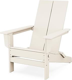 Polywood Contemporary Modern Folding Adirondack Chair in Sand