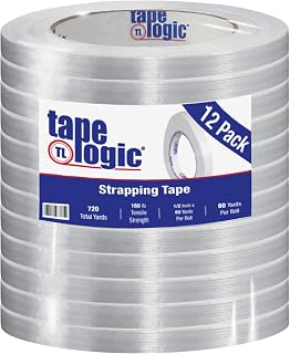 Tape Logic TLT913140012PK Clear 1400 Strapping Tape, 1/2" x 60 yd. (Pack of 12)