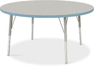 Jonti-Craft Berries 6433JCE131 Round Activity Table - 48" Diameter, E-Height - Freckled Gray/Coastal Blue/Gray
