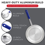 12" Aluminium Fry Pan with Cool Touch Handle by Winco – 12 Inch, 12.0 inches, Aluminum, Model AFP-12A-H