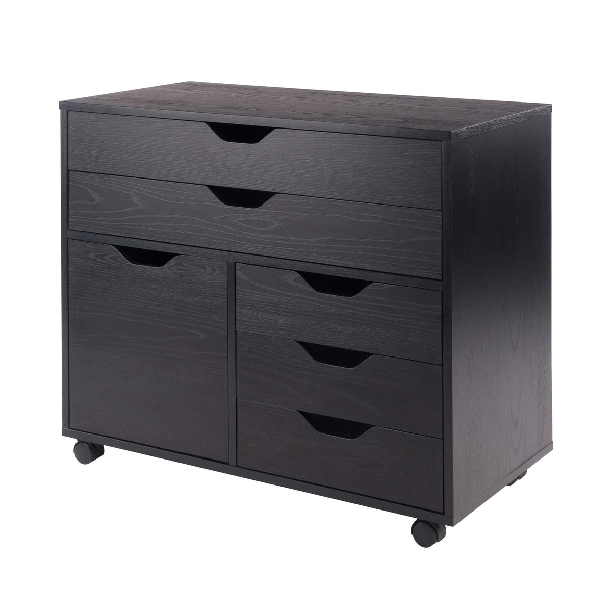 Winsome Black / 2 Doors, 15 Drawers / Contemporary Storage Cabinets