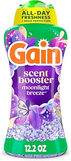 Gain In-Wash Laundry Scent Booster Beads Long-Lasting Fresh Scent Beads All Day Freshness and Odor Protection, Moonlight Breeze Scent, 12.2 oz (Packaging May Vary)