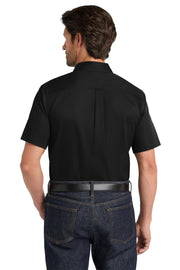 Men's Short Sleeve SuperPro React Twill Button-Down Shirt Deep Black by Port Authority – X-Large, Stain, Deep Black, Model W809
