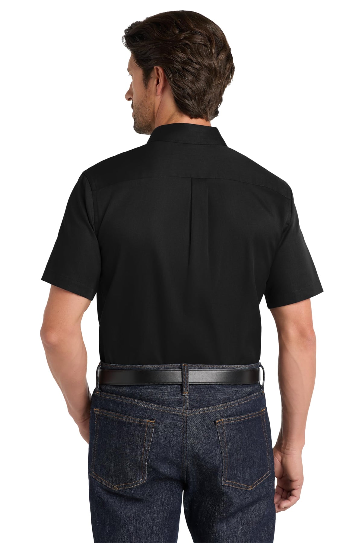 Men's Short Sleeve SuperPro React Twill Button-Down Shirt Deep Black by Port Authority – X-Large, Stain, Deep Black, Model W809