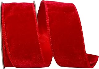 Reliant Ribbon Luxe Plush Velvet, Red, 2-1/2 Inch, 10 Yards