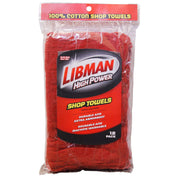 Libman Shop Towels 12 Pack by LIBMAN COMMERCIAL – 13" x 17", Cotton, Red, Model 0591012