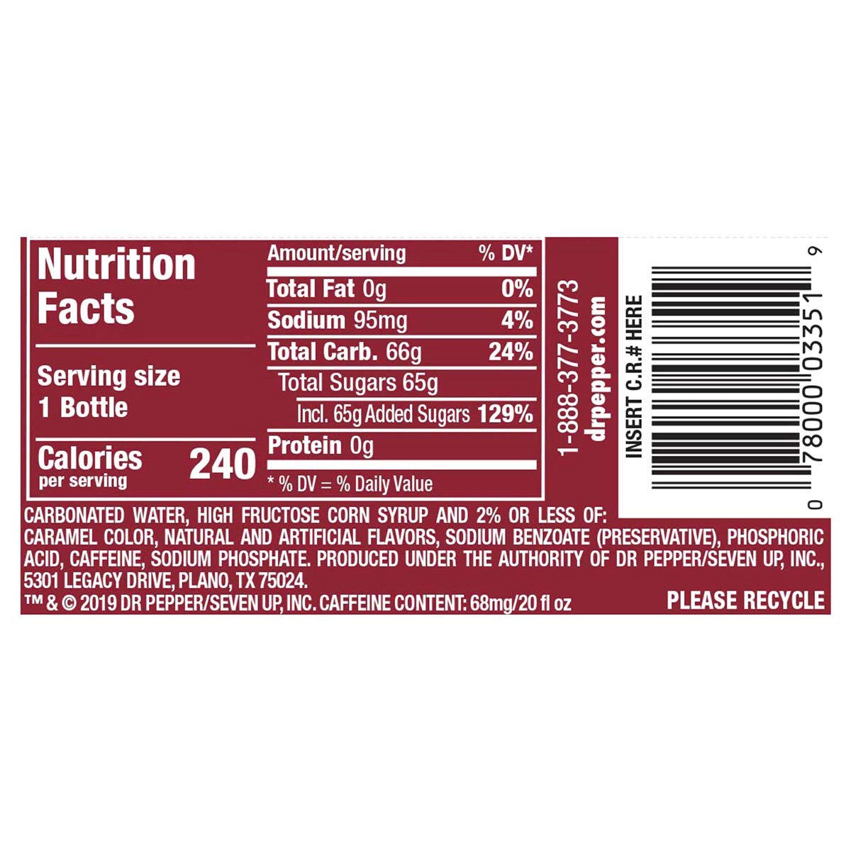 Cream Soda by Dr Pepper – 20 Fl Oz (Pack of 24), Pack of 24