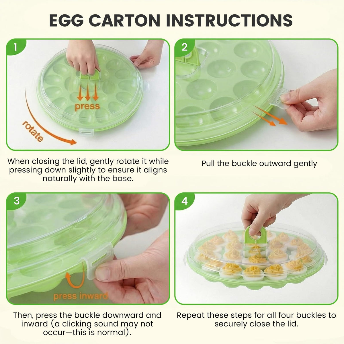 Hansgo Deviled Egg Tray with Lid, Holds 22 Eggs, Green