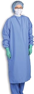 Medline 1-Ply Blockade Surgeon/Surgical Gown, Tie Neck and Back Closure, X-Large, Ceil Blue (Pack of 12)