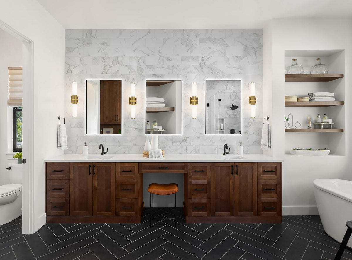 Polished Nickel Two-Light Bathroom Vanity from the Positano Collection by by Artcraft – Glass, Polished Nickel / Clear, Model AC11772CN
