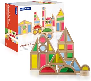 Guidecraft Jr. Rainbow Blocks: 40 Piece Set - Kids Learning & Educational Toys, Stacking Blocks
