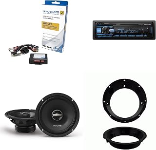 Alpine UTE-63BT Bluetooth Receiver 6.5 in DM Speaker Bundle | Bluetooth receiver and handle bar control interface with 6.5 in DM Series speakers; Compatible with Harley 1998-2013.
