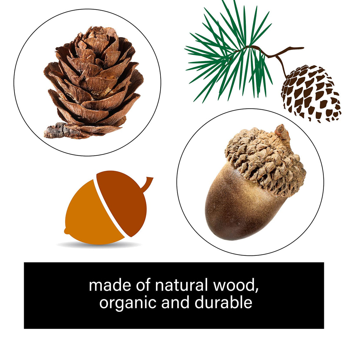 Syhood Artificial Acorns and Pine Cones, 200 Count, Natural