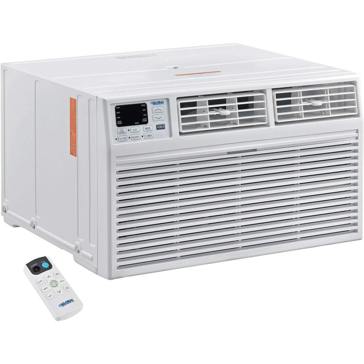 12,000 BTU Through The Wall Air Conditioner, Cool with Heat, 208/230V by Global Industrial – 20.25"L x 24.19"W x 14.5"H, 1.0 tons, White, Model TTW-12ERA2/J5U