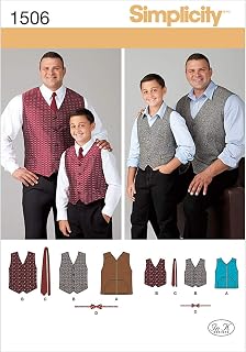 Simplicity 1506 Husky Boys' & Big & Tall Men's Vest Sewing Pattern, Child Sizes S-L & Men's Sizes XL-XXXXXL