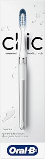 Oral-B Clic Toothbrush, Chrome White, with 1 Replaceable Brush Head and Magnetic Holder