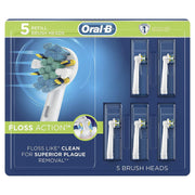 Oral-B White / 5 Count (Pack of 1) / FlossAction Toothbrush Replacement Heads